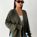 Petite cardigan de mujer de manga larga, verde retro, sueter adecuado para navidad y halloween, apropiado para otono e invierno