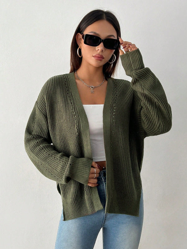 Petite cardigan de mujer de manga larga, verde retro, sueter adecuado para navidad y halloween, apropiado para otono e invierno