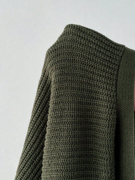 Petite cardigan de mujer de manga larga, verde retro, sueter adecuado para navidad y halloween, apropiado para otono e invierno