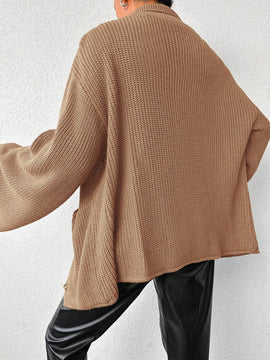 Cardigan de manga larga con botones y cuello para mujer, de estilo minimalista