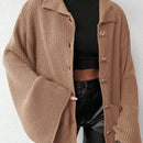 Cardigan de manga larga con botones y cuello para mujer, de estilo minimalista