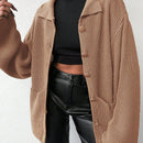 Cardigan de manga larga con botones y cuello para mujer, de estilo minimalista