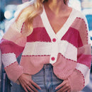 1 pieza cardigan de punto de manga larga con de color rosa, casual y elegante, para ninas, otono