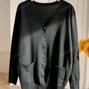 Cardigan de punto holgado y casual para uso diario, estilo callejero, para otono/invierno