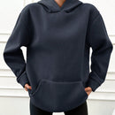 Sudadera con capucha con forro termico, hombros caidos y bordado de letras, 95% algodon