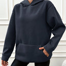 Sudadera con capucha con forro termico, hombros caidos y bordado de letras, 95% algodon