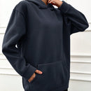 Sudadera con capucha con forro termico, hombros caidos y bordado de letras, 95% algodon