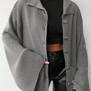 Cardigan de manga larga con botones y cuello para mujer, de estilo minimalista