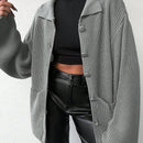 Cardigan de manga larga con botones y cuello para mujer, de estilo minimalista