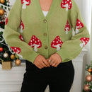 Lune cardigan de punto de punto abierto con grafico de seta de corte holgado, para otono/invierno