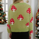 Lune cardigan de punto de punto abierto con grafico de seta de corte holgado, para otono/invierno