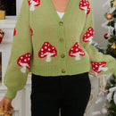Lune cardigan de punto de punto abierto con grafico de seta de corte holgado, para otono/invierno