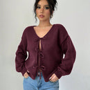 Prive blusa casual de manga larga con amarres delanteros para mujer, para uso diario