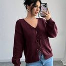 Prive blusa casual de manga larga con amarres delanteros para mujer, para uso diario