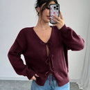 Prive blusa casual de manga larga con amarres delanteros para mujer, para uso diario