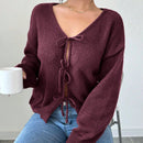 Prive blusa casual de manga larga con amarres delanteros para mujer, para uso diario