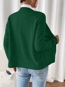 Essnce cardigan casual de mangas raglan con cierre delantero de cremallera, de unicolor, para otono/invierno