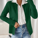 Essnce cardigan casual de mangas raglan con cierre delantero de cremallera, de unicolor, para otono/invierno