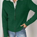 Essnce cardigan casual de mangas raglan con cierre delantero de cremallera, de unicolor, para otono/invierno