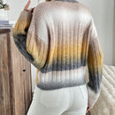 Relaxiva cardigan de punto con botones delanteros, manga larga, de color ombre, hecho de un hilado jaspeado y tejido de nervio