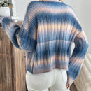Relaxiva cardigan de punto con botones delanteros, manga larga, de color ombre, hecho de un hilado jaspeado y tejido de nervio