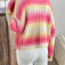 Relaxiva cardigan de punto con botones delanteros, manga larga, de color ombre, hecho de un hilado jaspeado y tejido de nervio
