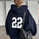 Dazy sudadera larga con capucha, holgada, con cordon y estampado de eslogan casual para mujer, otono
