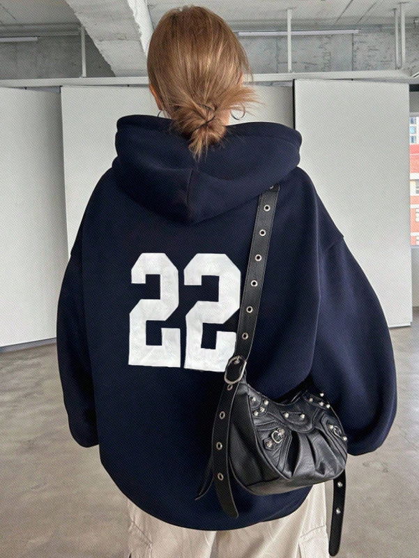 Dazy sudadera con capucha de manga larga con estampado de letras minimalista, uso diario informal
