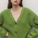 Bizwear cardigan verde tejido, forrado de polar, manga larga, abierto por delante, conjunto de fiesta navidena para mujer, ropa de oficina para otono/invierno