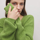 Bizwear cardigan verde tejido, forrado de polar, manga larga, abierto por delante, conjunto de fiesta navidena para mujer, ropa de oficina para otono/invierno