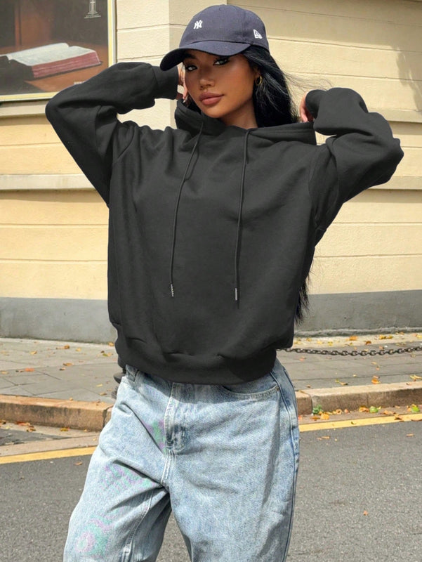 Ezwear sudadera holgada con grafico impreso "cute but psycho" de estilo minimalista casual, apta para otono e invierno