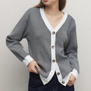 Bizwear cardigan de punto a color blanco y negro con forro de felpa, sudadera con capucha de manga larga, adecuado para uso de oficina, otono/invierno, accion de gracias