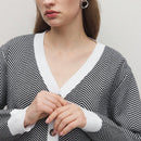 Bizwear cardigan de punto a color blanco y negro con forro de felpa, sudadera con capucha de manga larga, adecuado para uso de oficina, otono/invierno, accion de gracias
