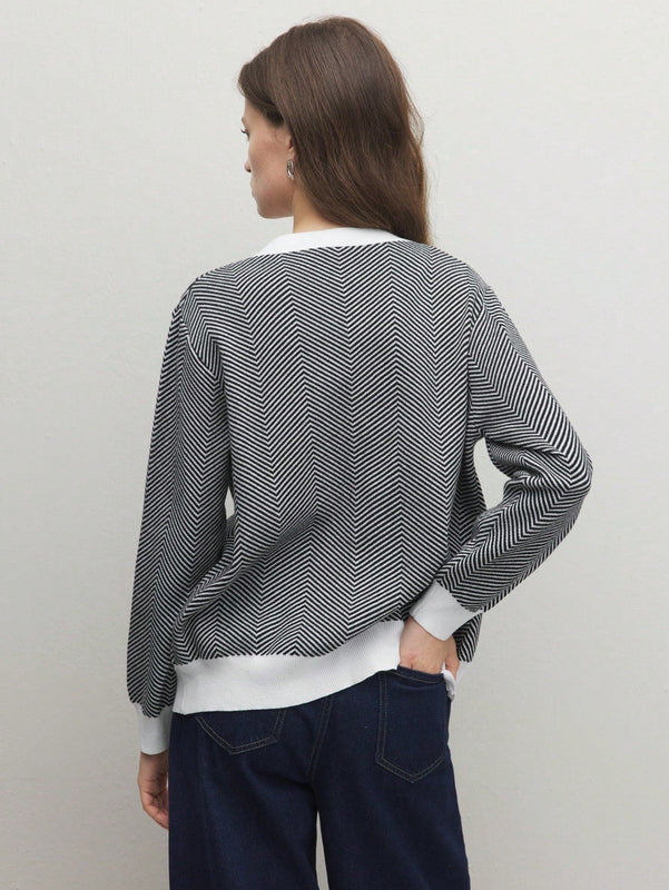 Bizwear cardigan de punto a color blanco y negro con forro de felpa, sudadera con capucha de manga larga, adecuado para uso de oficina, otono/invierno, accion de gracias
