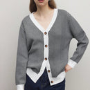 Bizwear cardigan de punto a color blanco y negro con forro de felpa, sudadera con capucha de manga larga, adecuado para uso de oficina, otono/invierno, accion de gracias