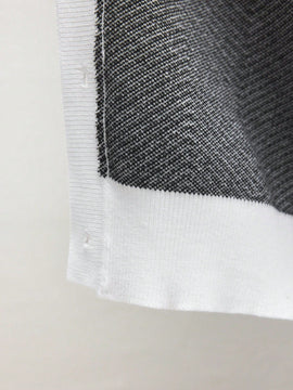 Bizwear cardigan de punto a color blanco y negro con forro de felpa, sudadera con capucha de manga larga, adecuado para uso de oficina, otono/invierno, accion de gracias