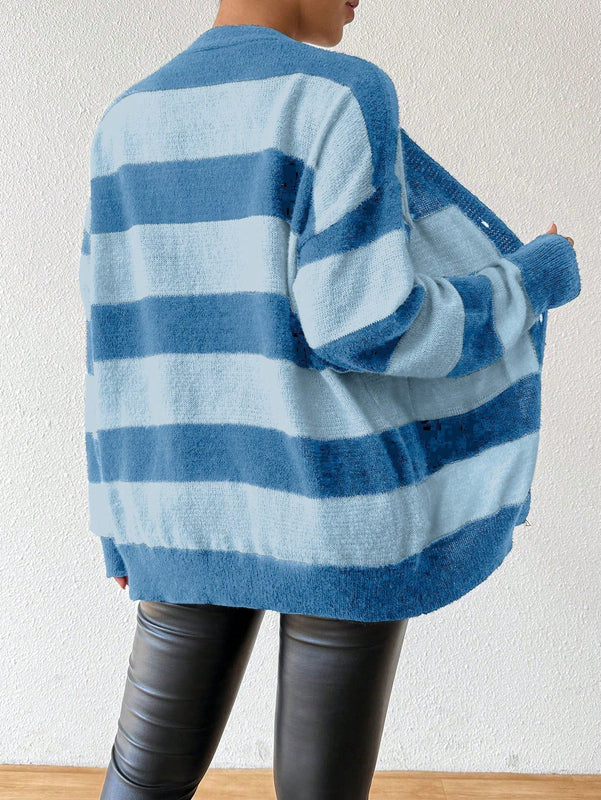 Essnce nuevo cardigan de mujer de punto de imitacion de vison cachemira a rayas, para otono/invierno