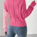 Prive cardigan cruzado con bloqueo de color y nudo frontal, para otono/invierno