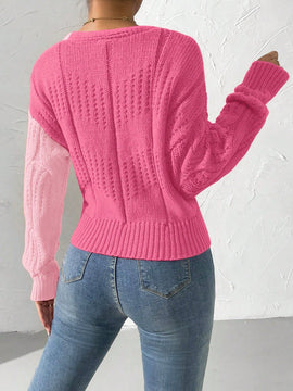 Prive cardigan cruzado con bloqueo de color y nudo frontal, para otono/invierno