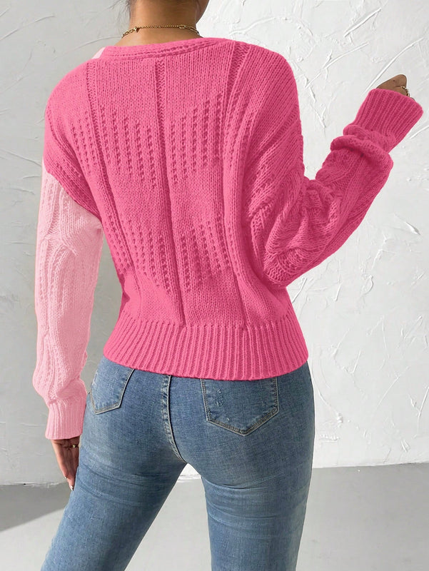 Prive cardigan cruzado con bloqueo de color y nudo frontal, para otono/invierno