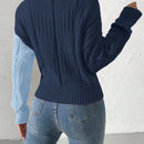 Prive cardigan cruzado con bloqueo de color y nudo frontal, para otono/invierno