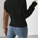 Prive cardigan cruzado con bloqueo de color y nudo frontal, para otono/invierno