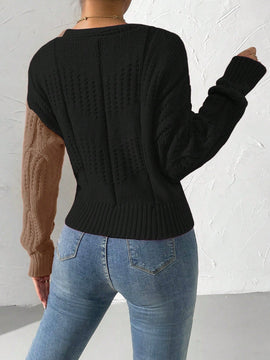Prive cardigan cruzado con bloqueo de color y nudo frontal, para otono/invierno