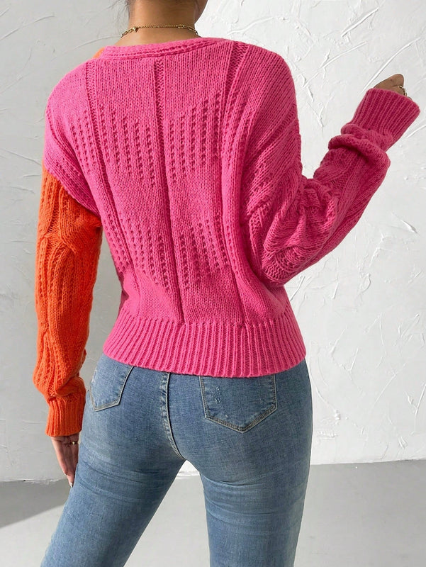 Prive cardigan cruzado con bloqueo de color y nudo frontal, para otono/invierno