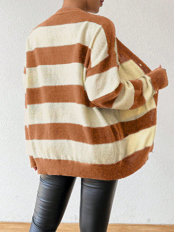 Essnce nuevo cardigan de mujer de punto de imitacion de vison cachemira a rayas, para otono/invierno