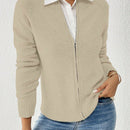 Essnce cardigan casual de mangas raglan con cierre delantero de cremallera, de unicolor, para otono/invierno
