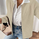 Essnce cardigan casual de mangas raglan con cierre delantero de cremallera, de unicolor, para otono/invierno