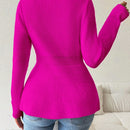 Lune cardigan elegante de mujer con cuello en v, cintura cenida y volantes en el bajo