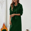 Essnce 1 pieza vestido-sudadera con capucha de felpa de manga larga con cordon de mujer, casual, para otono/invierno