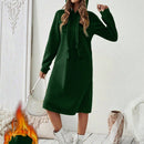 Essnce 1 pieza vestido-sudadera con capucha de felpa de manga larga con cordon de mujer, casual, para otono/invierno